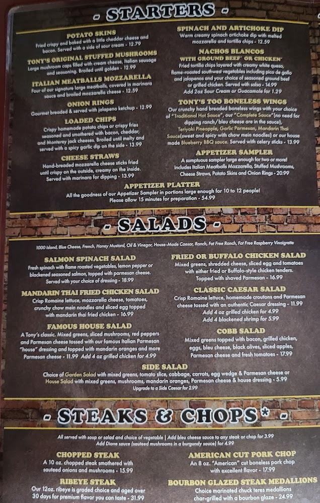 Tony's Too Menu image 3